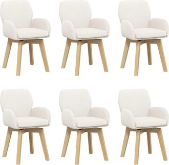 vidaXL Sillas De Comedor Giratorias 6 Uds. Boucl&eacute; Crema Vidaxl
