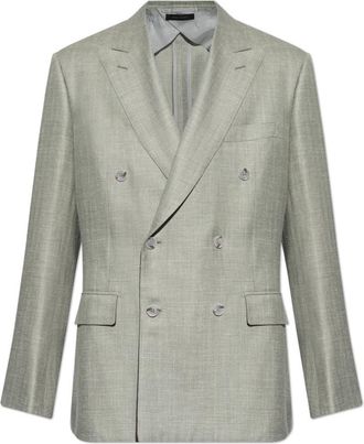 Brioni Double-breasted Blazer - Heren - Business blazers - Groen - XL - Wol - Kostuums