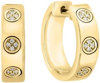 Effy 925 Gold Plated Silver Bezel Set Diamond Station Huggie Earrings in 14K Gold Plate at Nordstrom