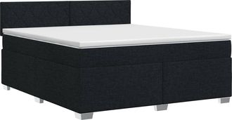 vidaXL Cama Box Spring Con Colch&oacute;n Negro 140 X 190 Cm Tela Vidaxl