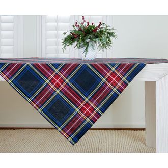 Solino Home Linen Table Throw - Stewart Plaid, 52 x 52, 52 x 52 in Black at Nordstrom, Size Medium
