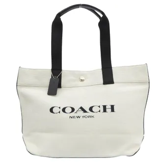 Coach Black White Canvas Tote Bag (Pre-Owned)