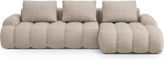 Cosmopolitan Design Sof&aacute; cama esquinero derecho con ba&uacute;l 3 plazas tejido estructural arena