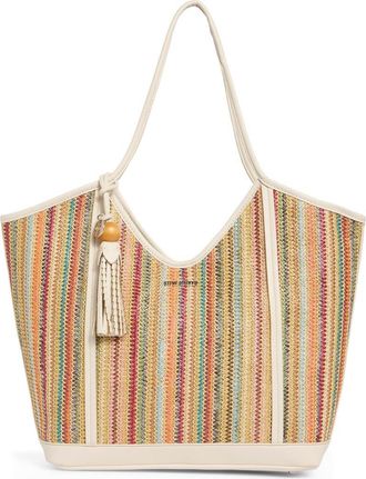 Steve Madden Belliot Tote in Multi Stripe Raffia /Vanilla at Nordstrom Rack