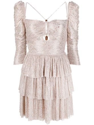 Sabina Mus&aacute;yev Abito corto plissettato con balze - Rosa