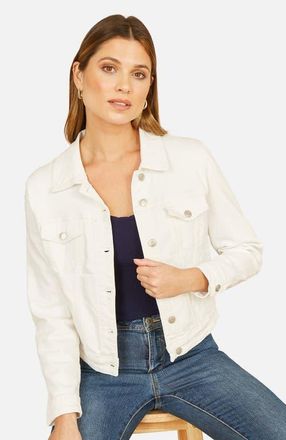 Yumi Stretch Cotton Denim Jacket in White at Nordstrom, Size 14