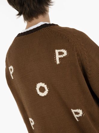 Pop Trading Company Knitted logo crewneck bison