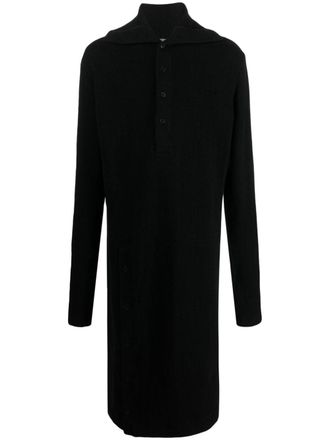 Yohji Yamamoto Cardigan lungo con cappuccio - Nero