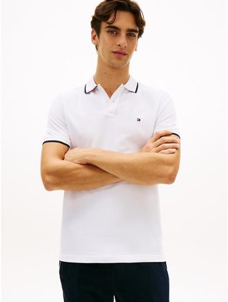 Tommy Hilfiger Mens Regular Fit Pique Tipped Polo - White - XXL