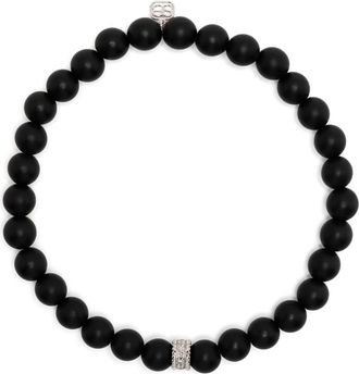 Sydney Evan 14kt white gold onyx beaded bracelet - men - Diamond/Stone - One Size