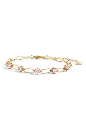 Mint & Lily Paperclip Bracelet with Gemstone Accents in October Pink Tourmaline /7 at Nordstrom