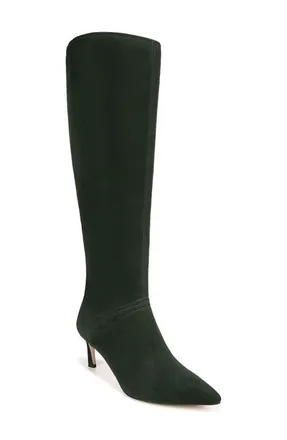 Naturalizer Falencia Knee High Pointed Toe Boot in Pine Needle Green Suede at Nordstrom
