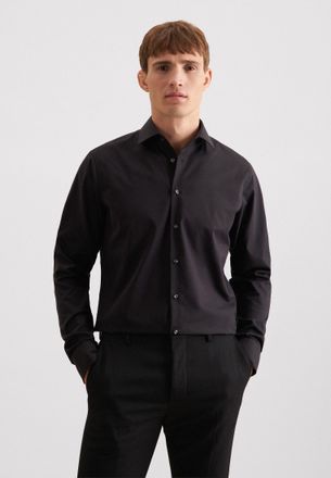 Seidensticker Businesshemd SEIDENSTICKER Schwarze Rose, Herren, Gr. XXL (46), verl&auml;ngerte &Auml;rmell&auml;ngen, schwarz, 100% Baumwolle, unifarben, tailored fit, 2-Knopf-Man