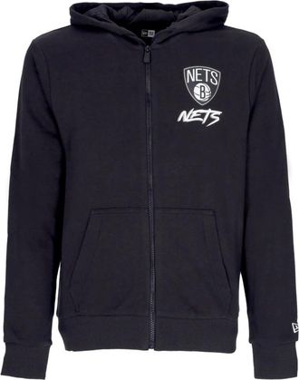 New Era Brooklyn Nets Lichtgewicht Hoodie - Heren - Vesten met rits - Zwart - XL - Katoen - Hoodies & sweatvesten