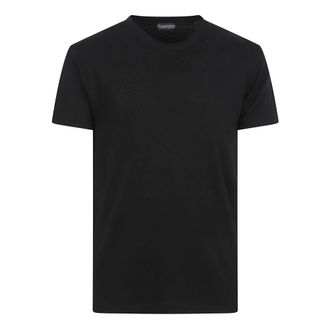 Tom Ford T-Shirts, male, Black, Size: 2XL Perforated Crewneck T-Shirt