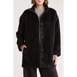 Eileen Fisher Wool & Alpaca Blend Coat in Black at Nordstrom Rack, Size X-Small