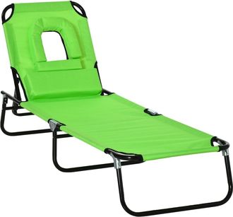 OUTSUNNY Tumbona plegable 190x56x28 cm verde