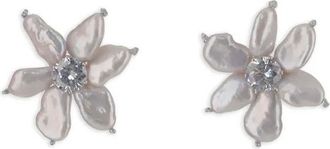 Mela flower-motif earrings - Wit