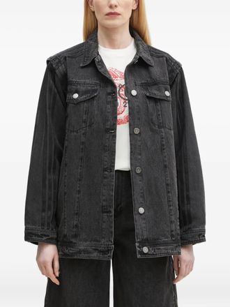 adidas panelled denim jacket - women - Cotton/Cotton - S - Black