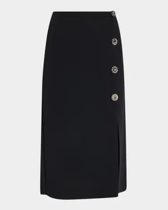 Dice Kayek Crystal Button Wrap Pencil Skirt