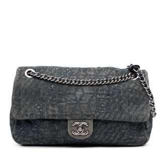 Chanel Pre-owned Womens Denim Quilted Shoulder Bag - Dark Grey Textile - One Size