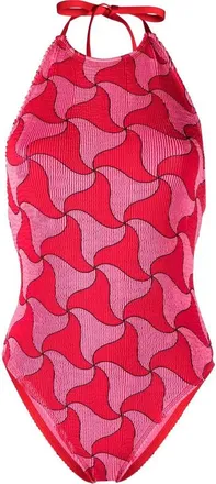 Bottega Veneta Crinkle Ghost Halterneck Swimsuit, Size M