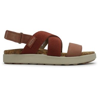 Keen Elle Criss Cross Leather Textile Womens Comfort Sandals - Baked Clay Cork - Size:UK 6.5