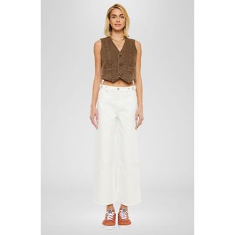 Kancan Calla Ultra High Rise Cropped Wide Leg Jeans in White at Nordstrom, Size 26