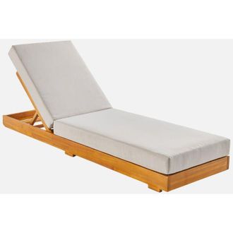 Sweeek Lettino prendisole multi posizione in acacia con cuscino