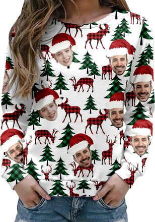 Generic Personalised Xmas Jumper for Men Women, Funny Custom Christmas Jumper with Face Photo Design Own Christmas Jumpers Personalised Sweatshirt Customized 