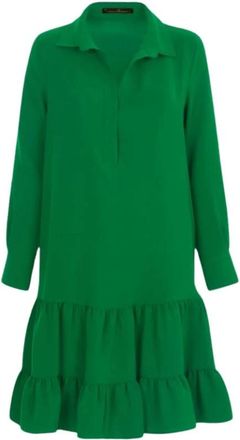 Carolina Herrera Uitlopende cr&ecirc;pe jurk met ruches - Dames - Shirt Kleedjes - Groen - S - Kleedjes