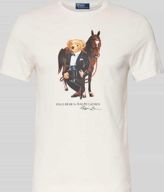 Polo Ralph Lauren T-Shirt mit Label-Print und Rundhalsausschnitt in Offwhite, Größe XXL