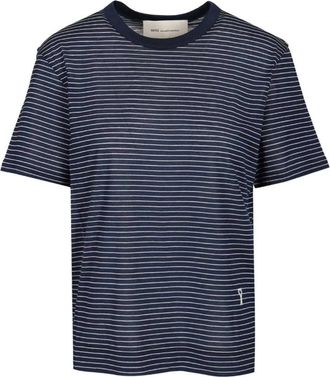 Ami Tops, Dames, Blauw, L, Katoen, Striped De Coeur T-shirt