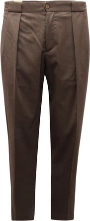 BRIGLIA 1949 Wolmix Portobellos Broek - Heren - Slim Fit Broeken - Bruin - XS - Wol - Broeken