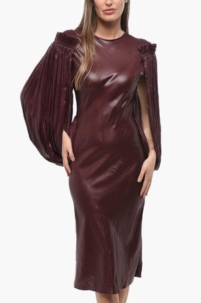 Stella McCartney Vestito Midi BILLOWING con Maniche Pliss&egrave; Stella McCartney