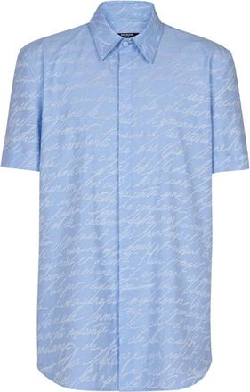 Balmain Camisa Jacquard con Estampado Love Letter - Shirts - Hombre - Azul - L