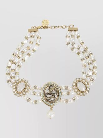 Roberto Cavalli necklace triple strand snake motif medallion