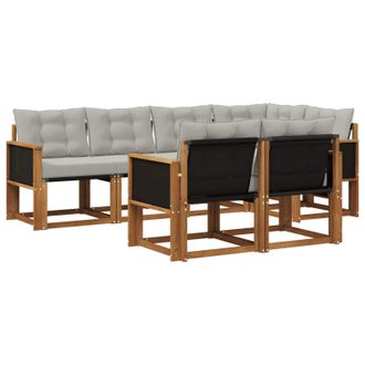 vidaXL Conjunto De Sof&aacute;s De Exterior 7 Pcs Natural Y Gris Claro Vidaxl