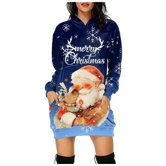 Generic Christmas Sweaters Dress for Women Casual Crew Neck Dress Tunic Skirt Funny Party Costume Womens Christmas Outfit Halloween Sweatshirts for Women Funn