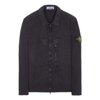 Stone Island Brushed Cotton Canvas Zip Shirt Jacket Navy 7815106WN-V0120