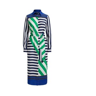 Ralph Lauren Striped Crepe Shirtdress - female - Ralph Lauren - Shirt Dresses - Multicolor - XL - Dresses