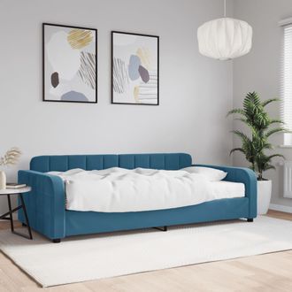 vidaXL Vidaxl - Sof&aacute; Cama Con Colch&oacute;n Terciopelo Azul 100x200 Cm