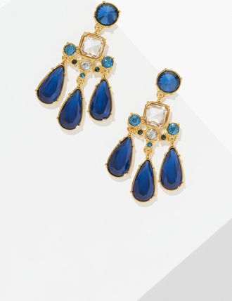 Talbots Resplendent Cushion Drop Earrings - Blue Spruce/Gold - 001 Talbots