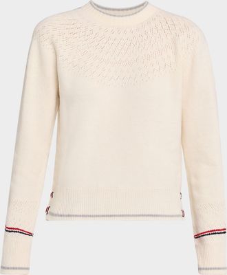Thom Browne Pointelle Fair Isle Crewneck Sweater