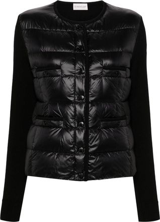 Moncler panelled-design jacket - women - Polyamide/Virgin Wool/Polyamide/Goose Down - L - Black