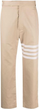 Thom Browne 4-Bar cotton straight-leg trousers - men - Cotton - 4 - Neutrals