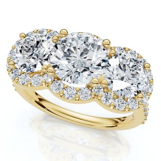 Pompeii3 Certified 3 3/4Ct Three Stone Diamond Engagement Ring 14k Gold Lab Grown