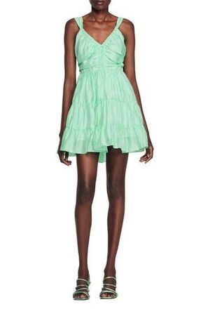 Sandro Mariella Tie Back Ruffle Minidress in Vert at Nordstrom Rack, Size 4 (Fits Like 10 Us) / 42 Eu