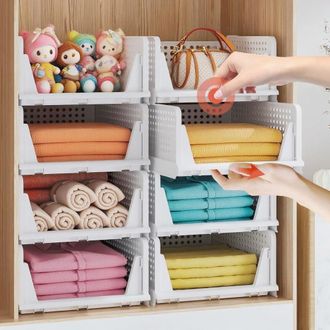 OEM Organizador De Ropa De 5 Piezas, Apilable Y Plegable, Con Cajones De Pl&aacute;stico Para Dormitorio, Cocina, Oficina Y Ba&ntilde;o