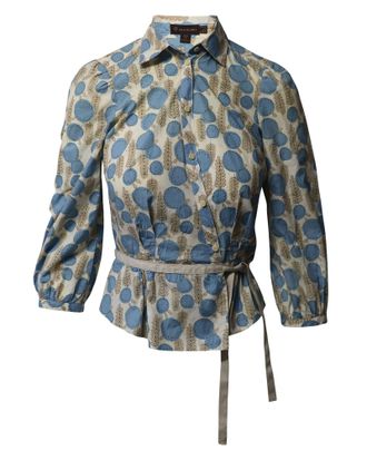 Mulberry Pre-owned Womens Floral Print Blouse with Waist Tie in Multicolor Cotton - Multicolour - Size Small